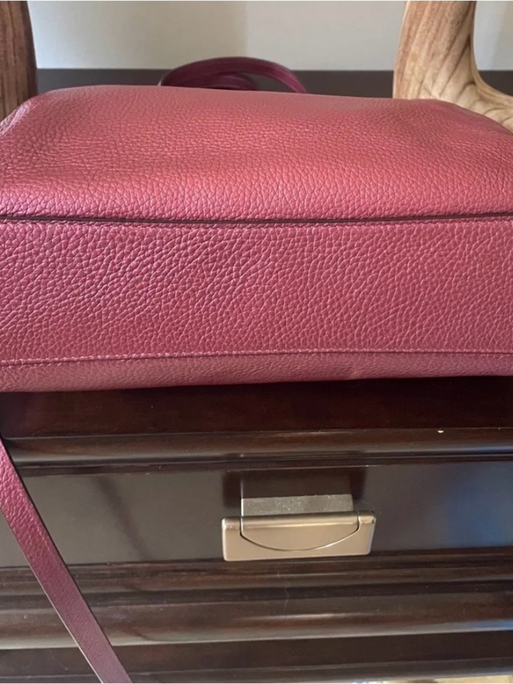 Coach Kelsey Metallic Pebbled Leather Shoulder Crossbody Rose Burgundy Gold Bag - Picture 6 of 15